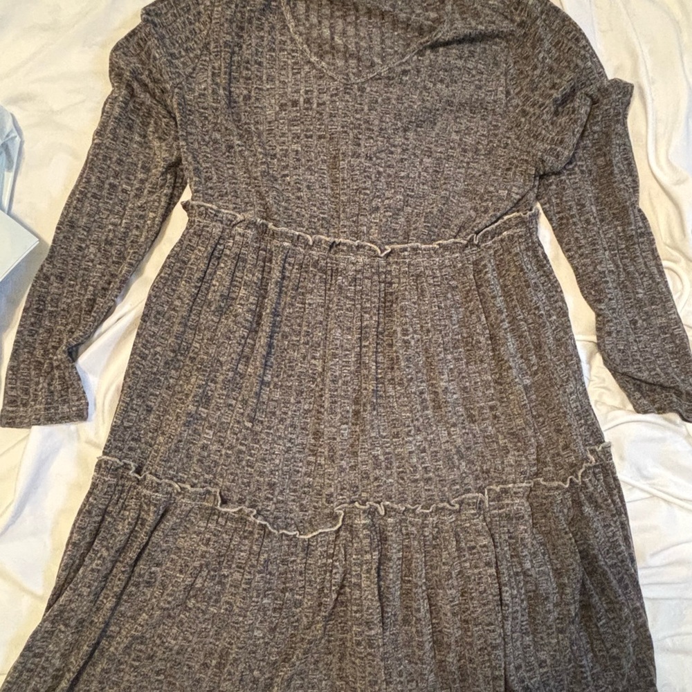 S11 SHEIN Heathered Gray Long Sleeve Dress